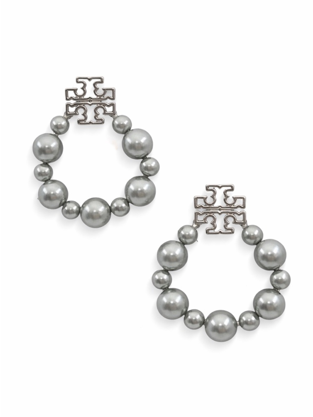 Tory Burch Britten Grey Pearl Statement earrings.